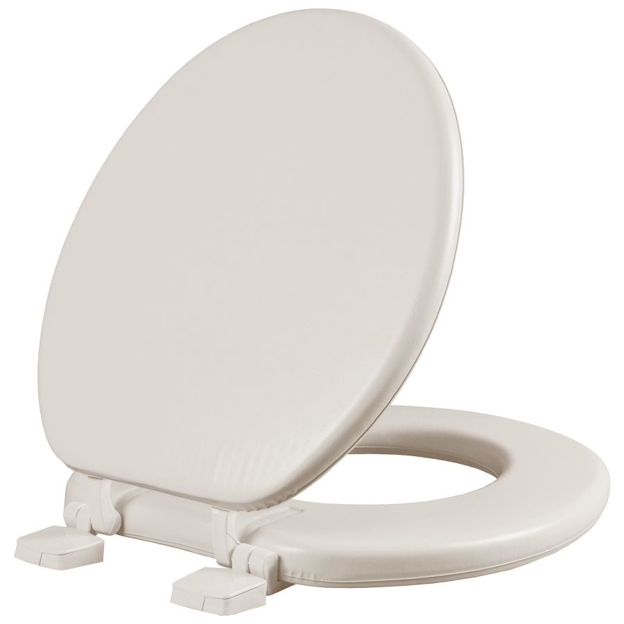 Asiento para sanitario redondo color hueso acojinado con Bisagras Ajustables