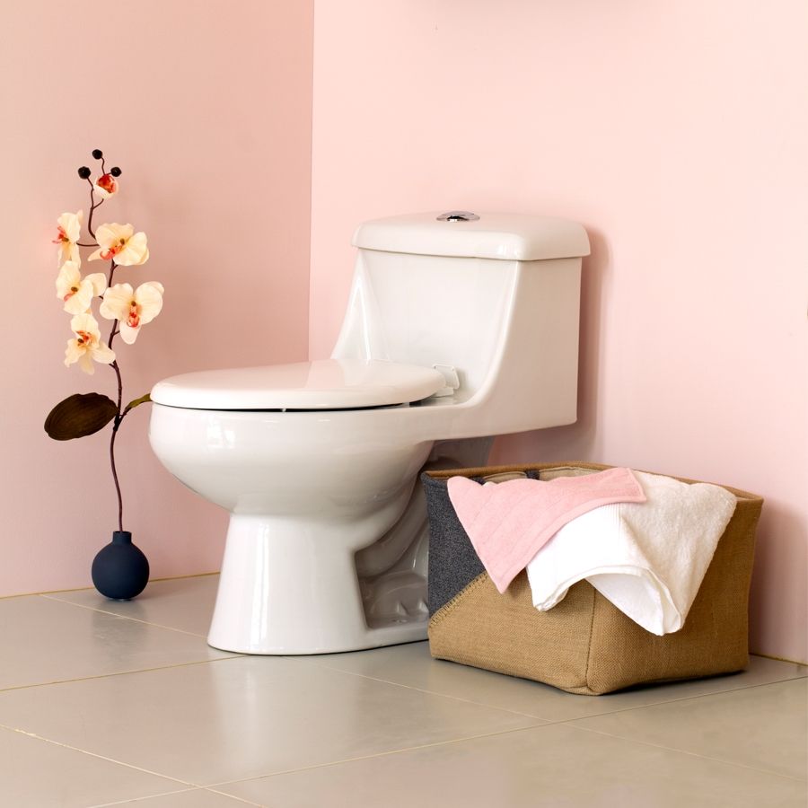 Asiento para sanitario alargado color blanco de plástico con Bisagras Ajustables, PermAjuste™ y Cierre Lento™ Antibacterial
