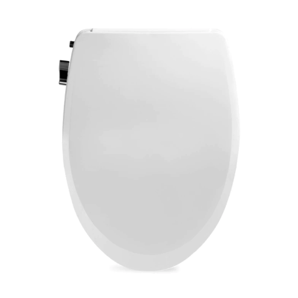 Asiento bidet para sanitario HD-5000 alargado color blanco de plástico con iluminación LED nocturna, doble boquilla y presión de agua ajustable