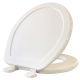 Asiento para sanitario ConfortLux redondo acojinado color blanco con tapa de plástico y aro acojinado